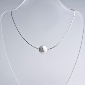 Solid silver bean on snake chain