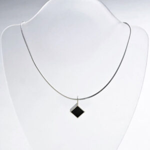 Whitby jet pendant in silver setting - small