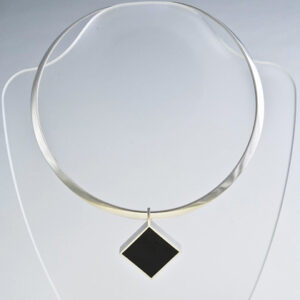 Whitby jet pendant in silver setting