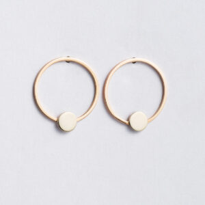 Yellow and white gold flat hoops with added white gold detail